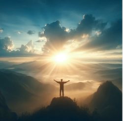 Voel de Spiritualiteit op een bergtop bij zonsopkomst